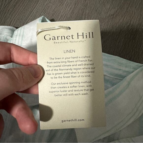 Garnet Hill Linen Light Blue & White Striped Long‎ Sleeve Button Down Top 8 NEW - Picture 10 of 10
